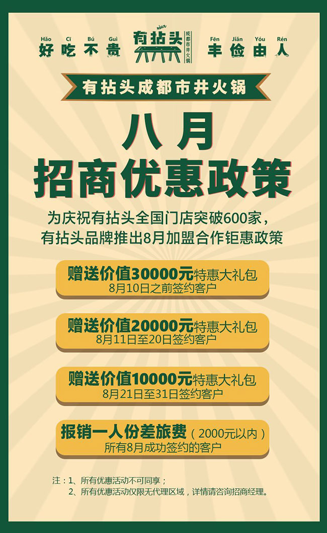 有拈頭市井火鍋2020年8月優(yōu)惠政策